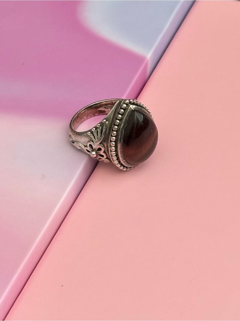 Doug Paulus dp Red Tiger's Eye 925 Sterling Silver Statement Ring Size 9